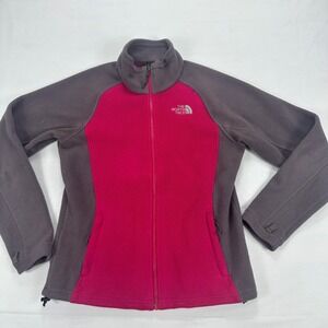 The North Face Women's‎ Pink Gray Fleece Jacket Small Full Zip Outdoor